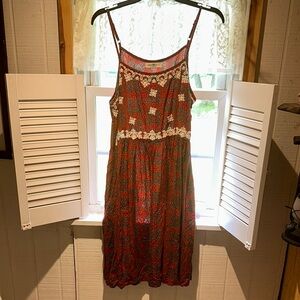 NATURAL LIFE Red Tiered Embellished Midi Dress